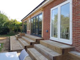Oak framed rear open plan extension in the New Forest. Project image