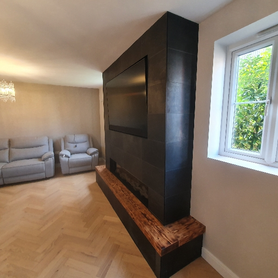 Media wall and herringbone flooring  Project image