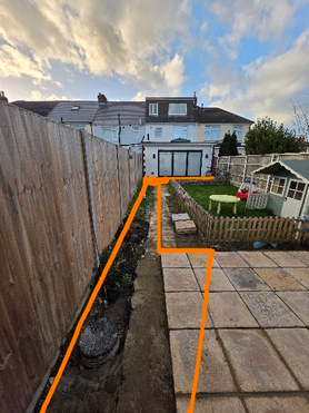 Patio Installation Using Reclaimed Slabs with Ground Preparation Project image