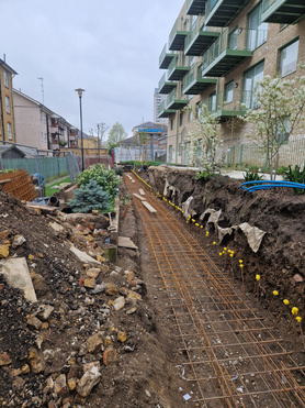 Complete rebuild of old failed retaining wall. Project image