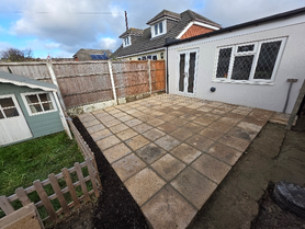 Patio Installation Using Reclaimed Slabs with Ground Preparation Project image