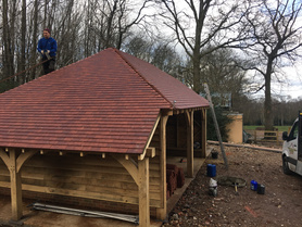 Oak car port and wood store Project image
