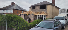 single storey rear extension-garage conversion-front porch extension-new main roof- structural modification  Project image