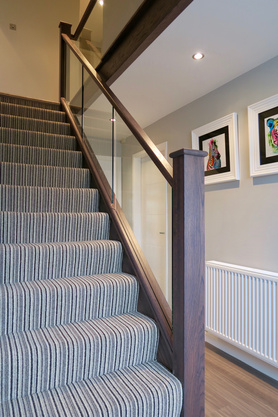 Walnut Grey Stained Oak & Glass Staircase Renovation Project image