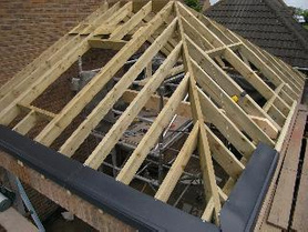 single storey extension with hipped roof and exposed beams Project image