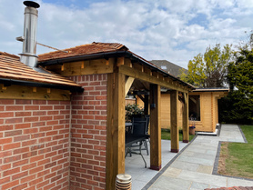Pizza Oven and Gazebo with Cedar shingles  roof Project image