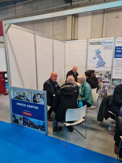 Shaun Pennell and Mark Peggram in the Advice centre at the 2023 Somerset HB&R show