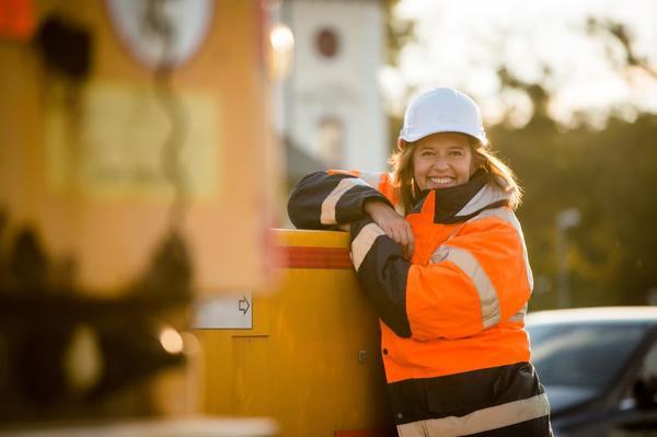 Female construction professional on site