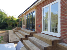 Oak framed rear open plan extension in the New Forest. Project image