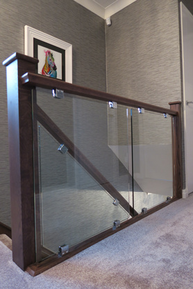 Walnut Grey Stained Oak & Glass Staircase Renovation Project image