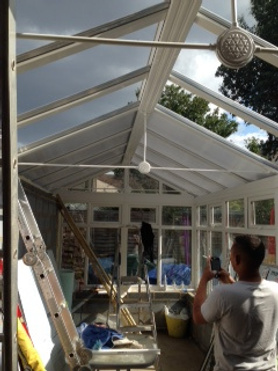 Conservatory we constructed with geo-metric floor tiles Project image