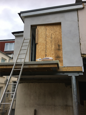 Mezanine rear extension steel frame and render- Hartington Road Project image