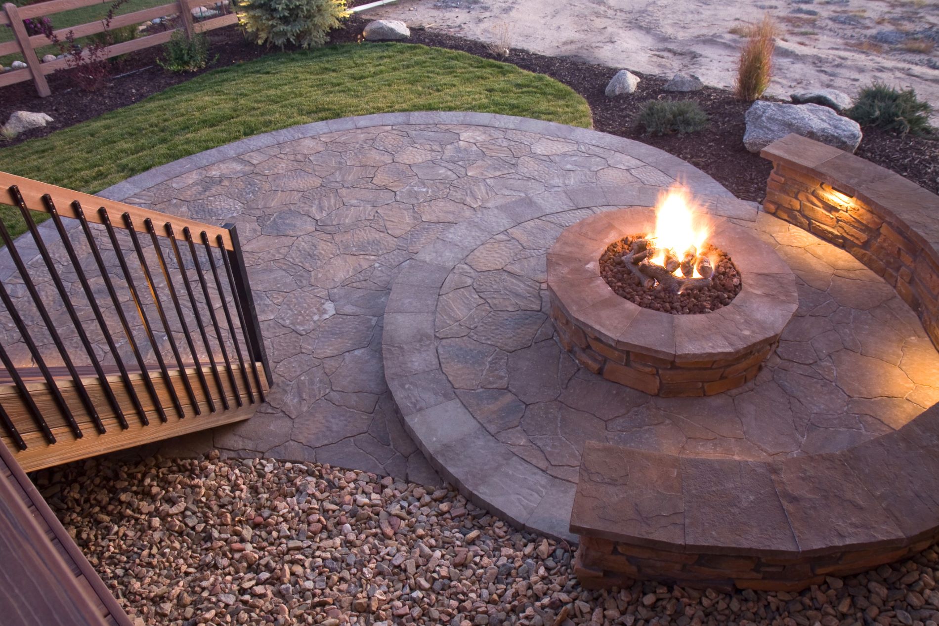 Fire pit patio - by using recycled patio materials the only limit is your imagination