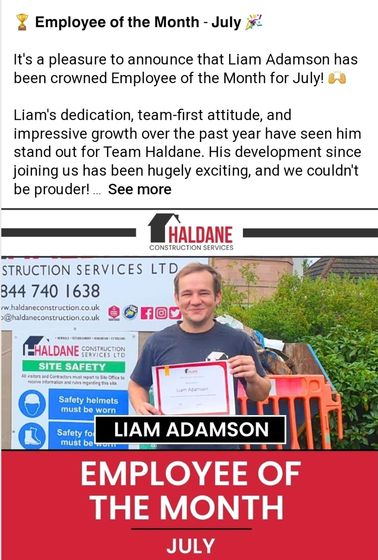 Liam Adamson of Haldane Construction Services Ltd., Apprentice of the Year 2025 national winner