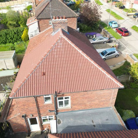 Some great before & after shots of a recently completed re roof in Acomb, York using double panne concrete tiles in Mottle Red. Project image